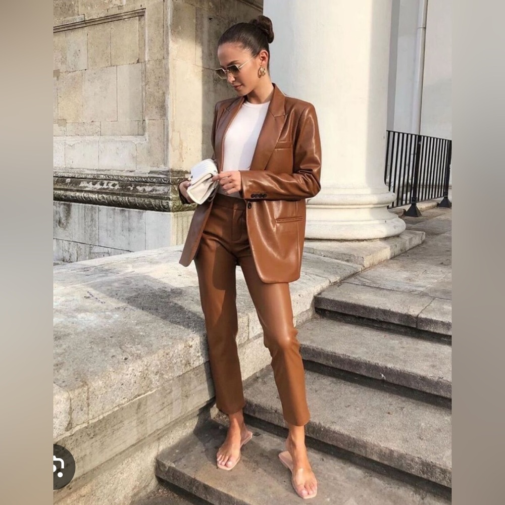 Zara Brown Skinny Pleather Pants